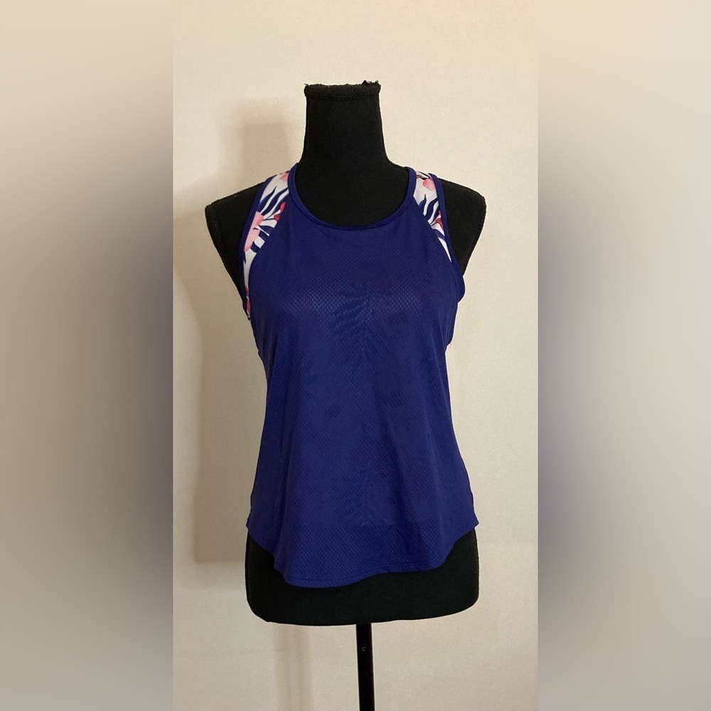 Avia Girls Blue Mesh Floral Racerback Athletic Tank‎ Top XL 14-16 AVG29T864A